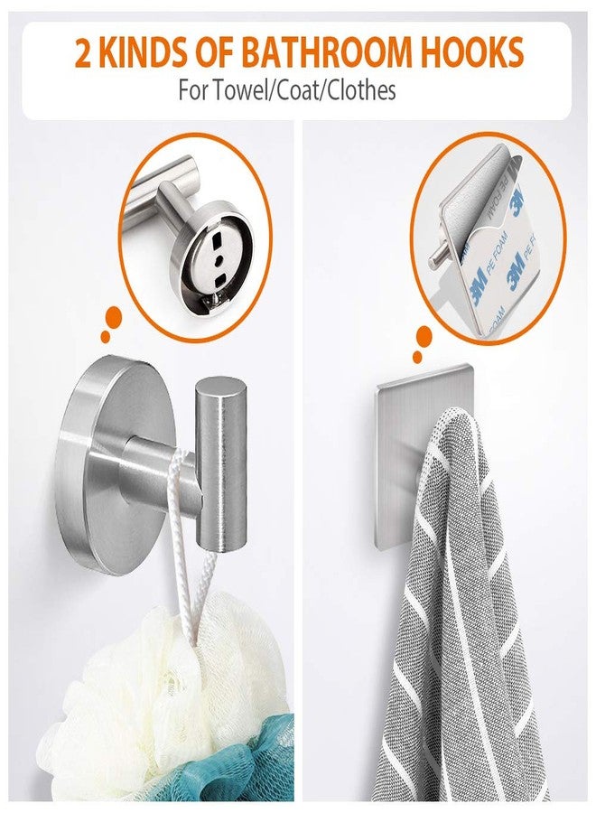Tudoccy 5-Pieces Bathroom Hardware Set Brushed Nickel SUS304 Stainless Steel Round Wall Mounted - Includes 16" Hand Towel Bar, Toilet Paper Holder, 3 Robe Towel Hooks,Bathroom Accessories Kit - Image 3